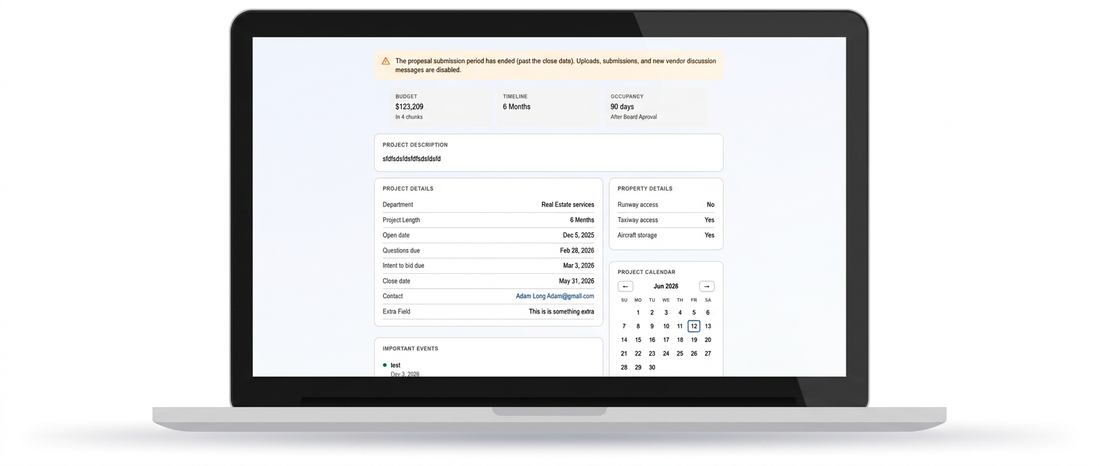 RFP Publishing & Management interface preview